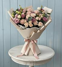 Букет цветов из:  Розы и Лизиантусы #REPLACE_PRED# Красный Луч