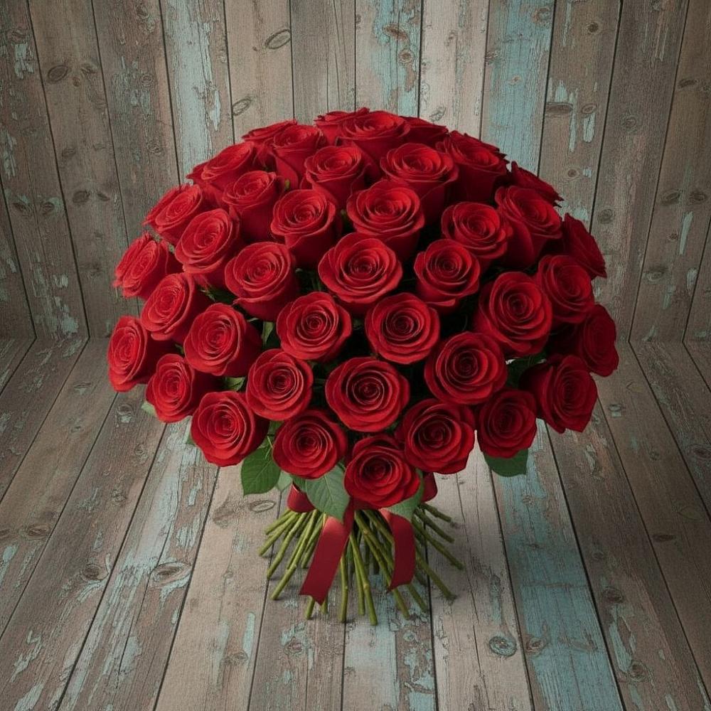 Букет 55 Красных роз Фридом в Красный Луч