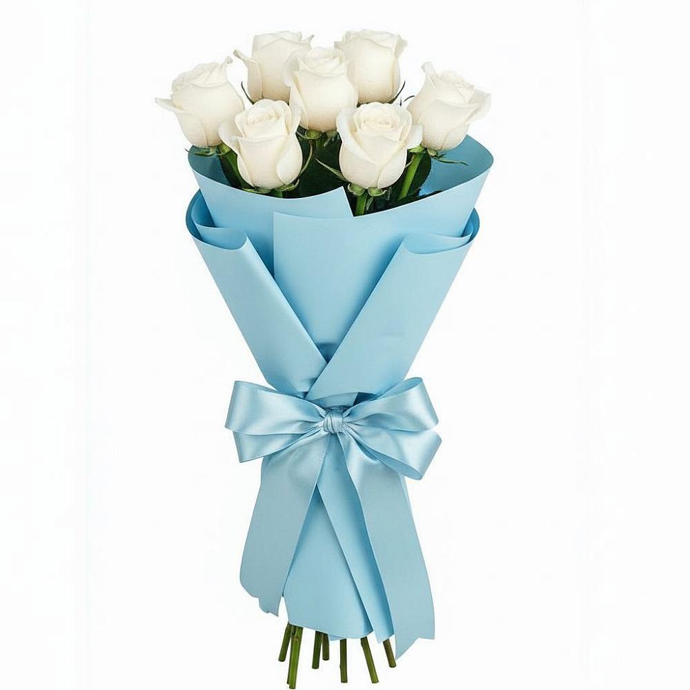 Букет 7 белых роз Проуд в Красный Луч