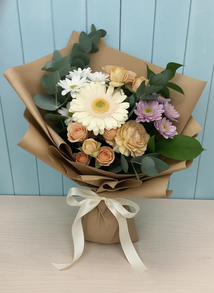 Букет цветов из: Герберы и Хризантемы в Красный Луч