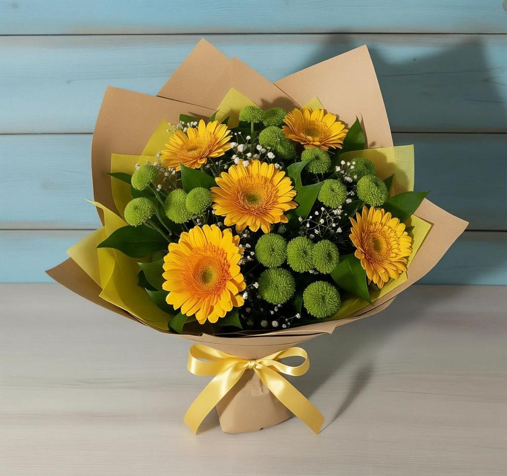 Букет цветов из: Герберы и Хризантемы в Красный Луч