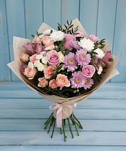 Букет цветов из:  Хризантемы, Розы и Альстромерии в Красный Луч